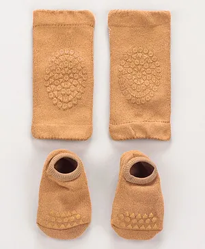 Baby Anti-Slip Knee Pads & Socks - Brown