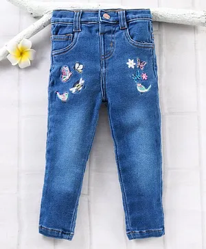 ToffyHouse Full Length Jeans Floral Embroidery - Blue