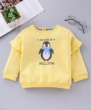 ToffyHouse Full Sleeves Sweatshirt Penguin Print - Yellow