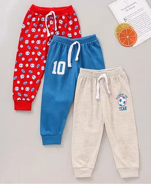 Babyhug Full Legnth Lounge Pants Pack of 3 - Red Blue Grey