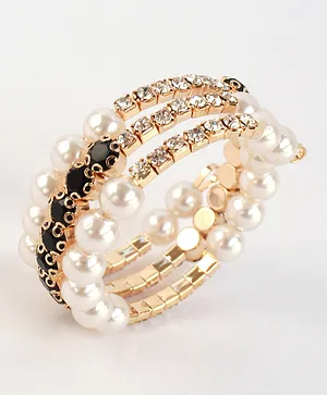 Milyra Bracelet Spiral Pearls & Crystals - Black