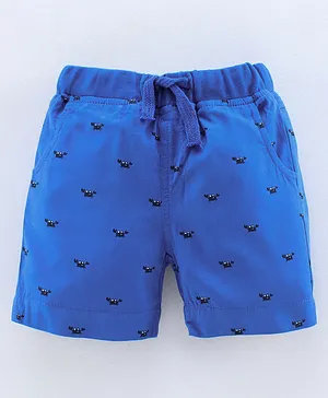 Trendy Cart Crab Printed Shorts - Blue
