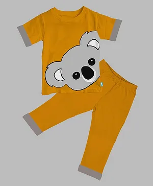 Plan B Half Sleeves Koala Print Nightsuit - Yellow