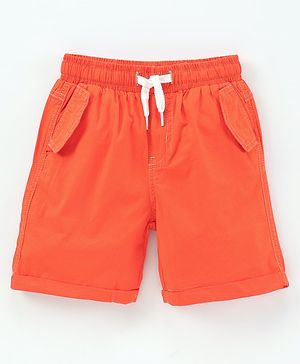 Pine Kids Cotton Lycra Woven Solid Color Shorts - Orange