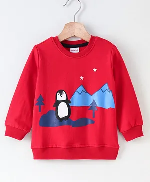 Babyhug Full Sleeves Sweatshirt Penguin Print - Red