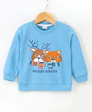 Babyhug Full Sleeves Sweatshirt Friends Forever Print - Blue