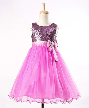 The KidShop Rosette Sleeveless Flared Dress - Pink