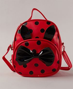Pine Kids Sling Bag With Black Bow - Red