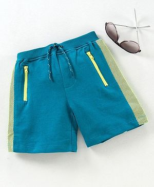 Babyhug Solid Colour Shorts With Drawstring - Aqua Blue