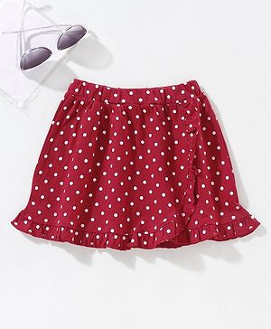 Babyhug Mid Thigh Skirt Polka Dot Print - Jester Red
