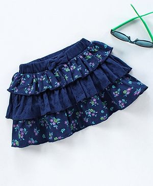Babyhug Mid Thigh Skirt Floral Print - Blue