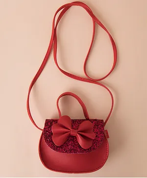 Babyhug Sling Bag with Bow Applique - Red