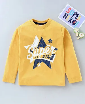 Olio Kids Full Sleeves Tee Superstar Print - Yellow