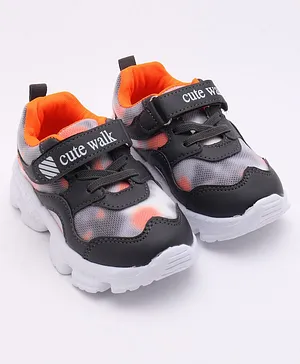 Cute Walk by Babyhug Sports Shoes - Dark Grey Orange