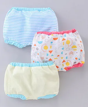 Ohms Cotton Bloomers Abstract Print Pack of 3 - Blue