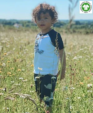 Turtledove London Organic Cotton Raglan Sleeves Tee Animal Print - White