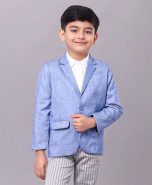 Babyhug Full Sleeves Party Wear Blazer Solid Color - Blue