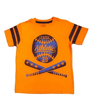 THETA Half Sleeves Base Ball Theme Tee - Orange