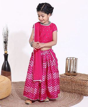 Babyhug Half Sleeves Choli & Lehenga with Dupatta - Pink