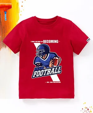 Ardan Lucy Half Sleeves Football Team Print Tee  - Red