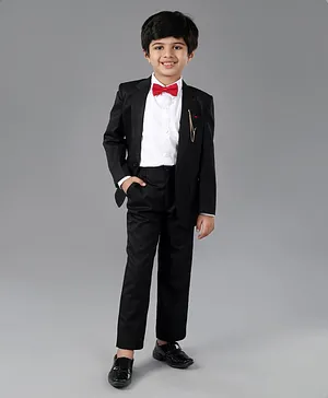 Robo Fry Full Sleeves 3 Piece Party Suit with Bow - Black
