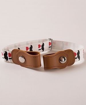 Babyhug Free Size Belt Moustache Print - White