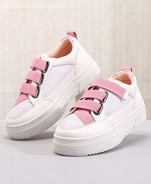 Pine Kids Casual Elasticated Straps Shoes with Chunky Sole - White