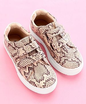 Pine Kids Casual Shoes Animal Print - Maroon Beige