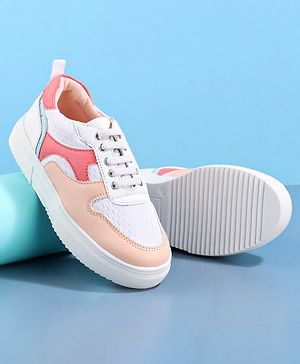 Pine Kids Lace Up Casual Shoes Color Block - White