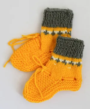 Woonie Color Block Handmade Socks - Yellow