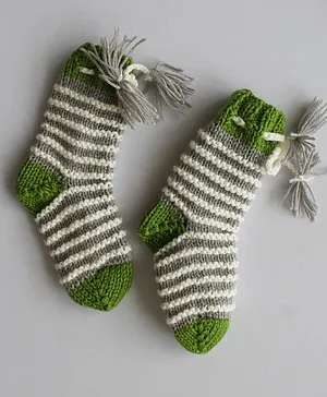 Woonie Striped Handmade Socks - Grey
