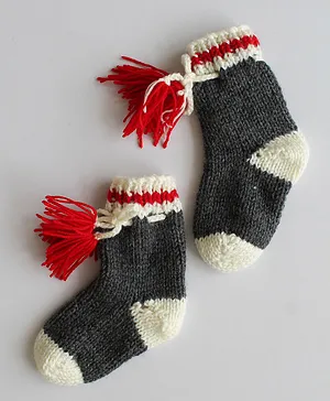Woonie Color Block Handmade Socks - Grey