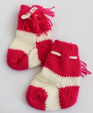 Woonie Color Block Handmade Socks - Pink