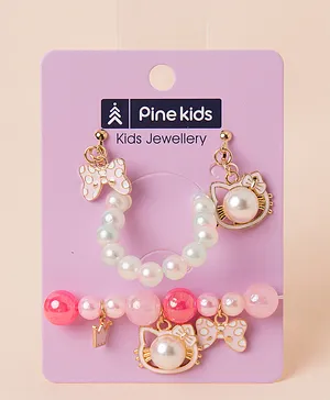 Pine Kids Bracelets With Charms Free Size - Pink And White