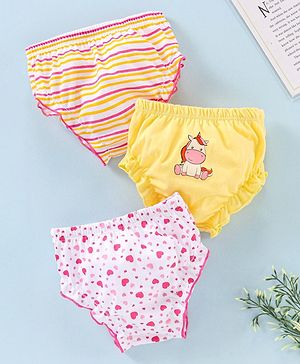 Babyhug 100% Cotton Bloomers Heart Print Pack of 3 - Multicolor