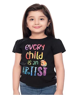 TINY BABY Half Sleeves Every Child Is An Artist Print Tee  - Black