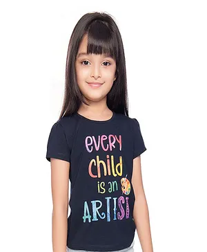 TINY BABY Half Sleeves Every Child Is An Artist Print Tee  - Navy Blue