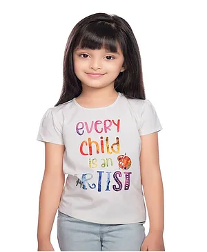 TINY BABY Half Sleeves Every Child Is An Artist Print Tee  - White