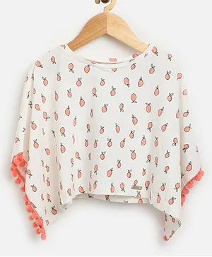 One Friday Full Sleeves Fruit Printed Top - White