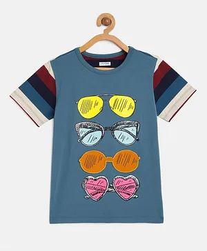 LADORE Kids Sunglasses Print Half Sleeves Tee - Blue