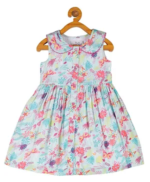 Young Birds Sleeveless Floral Print Dress - Multi Colour