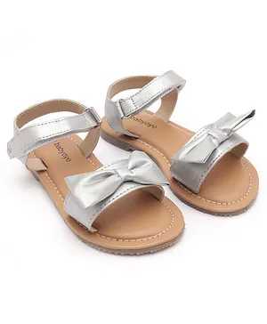 Babyoye Party Wear Sandals Bow Applique Gunmetal (Sole Colour May Vary)