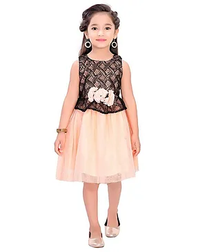 Doodle Girls Clothing Sleeveless Sequin Detailing Flared Dress - Peach