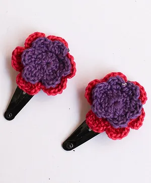 Woonie Floral Set Of 2 Hair Pins - Purple