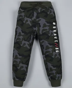 Plum Tree Full Sleeves Camouflage Print Joggers - Green