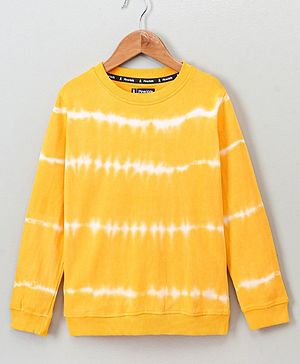 Pine Kids Full Sleeve Biowashed Sweatshirt Tie & Dye - Yellow
