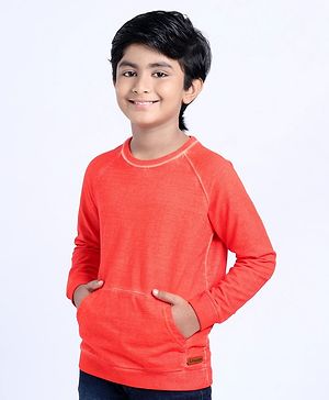Pine Kids Full Sleeves Bio Wash Sweatshirt - Red