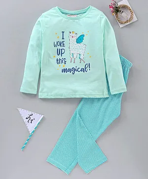 Lazy Bones Full Sleeves Tee And Lounge Pant  - Blue