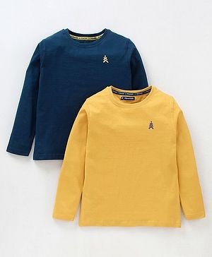 Pine Kids Full Sleeves Bio-Washed T-shirt Pack of 2 - Multicolour