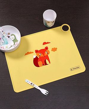 Pine Kids Silicone Animal Printed Placemat - Yellow